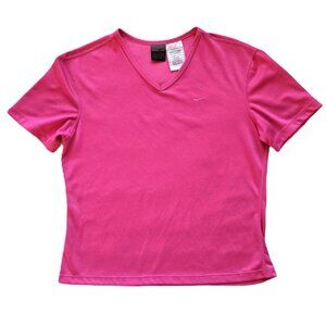NIKE DRI-FIT AS-NEW Activewear Athletic Sports Top V-Neck Bright Pink Women's S